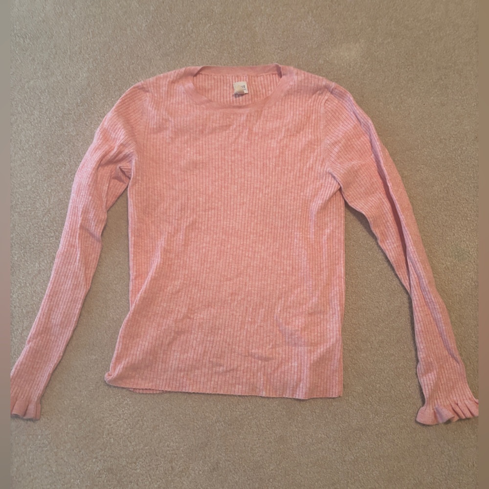 La Vie Rebecca Taylor Women’s Long Sleeve Ribbed Knit Top - Pink